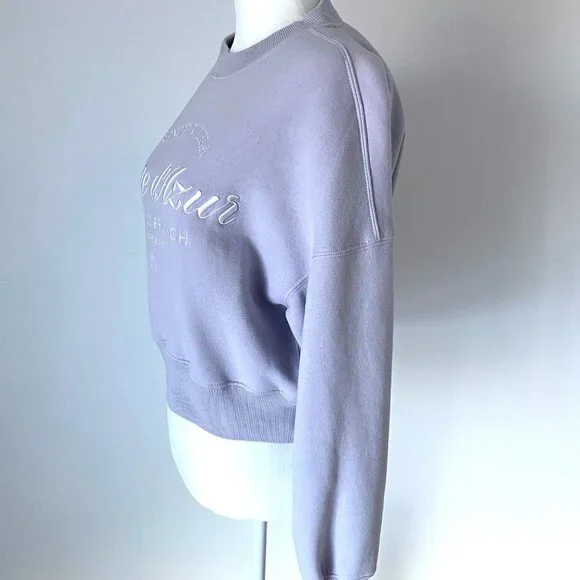 ABERCROMBIE & FITCH Soft AF Lavender Cropped Sweatshirt Size XXS - Picture 4 of 7